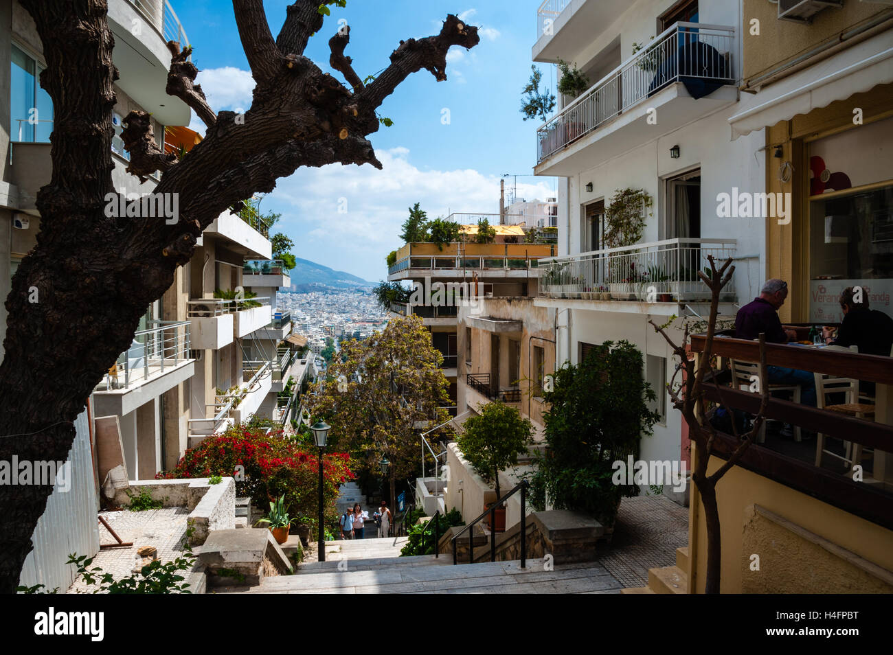 Athens, Greece. Street below Mount Lycabettus. Stock Photo