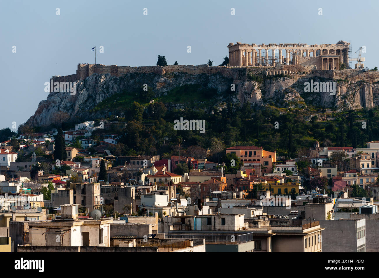 Athens, Greece. The Acropolis of Athens. from Fresh Hotel. Stock Photo