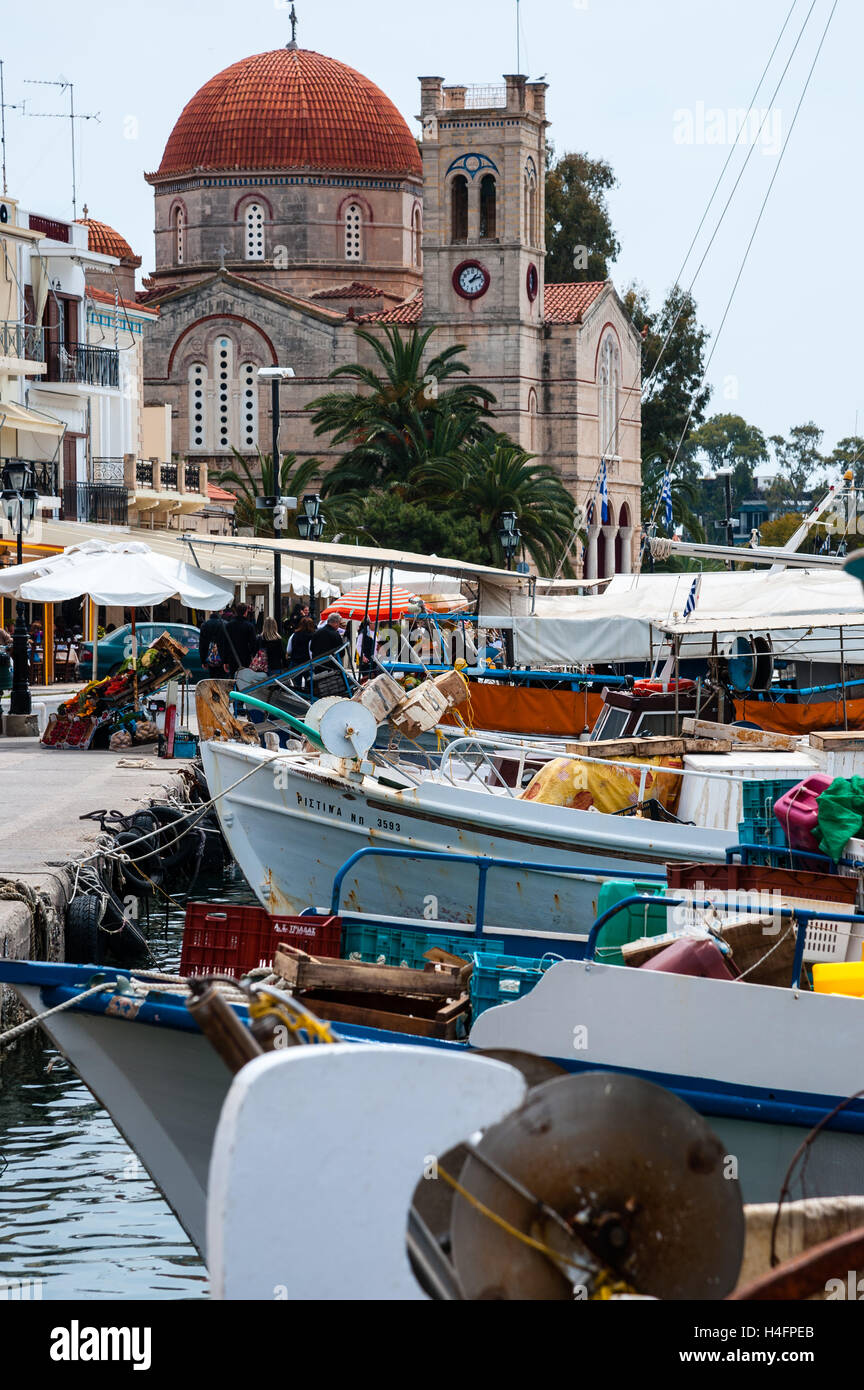 Aegina is one of the Saronic Islands of Greece in the Saronic Gulf. Stock Photo