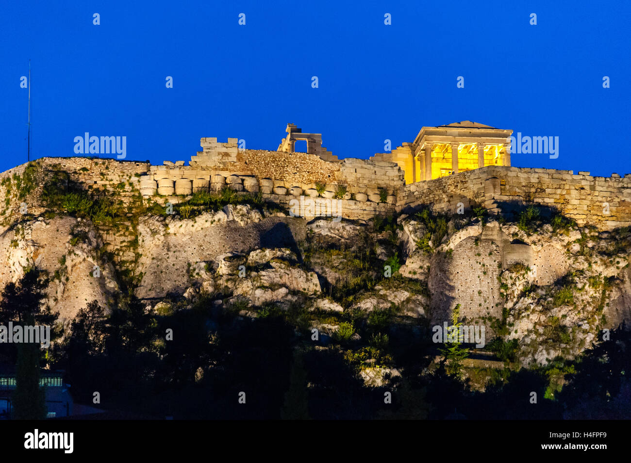 Athens, Greece.  Acropolis seen from Plaka and the Ancient Agora of Athens. Stock Photo