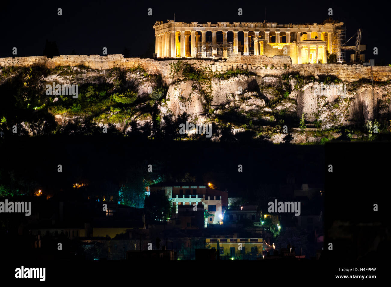Athens, Greece. Acropolis at night. Stock Photo