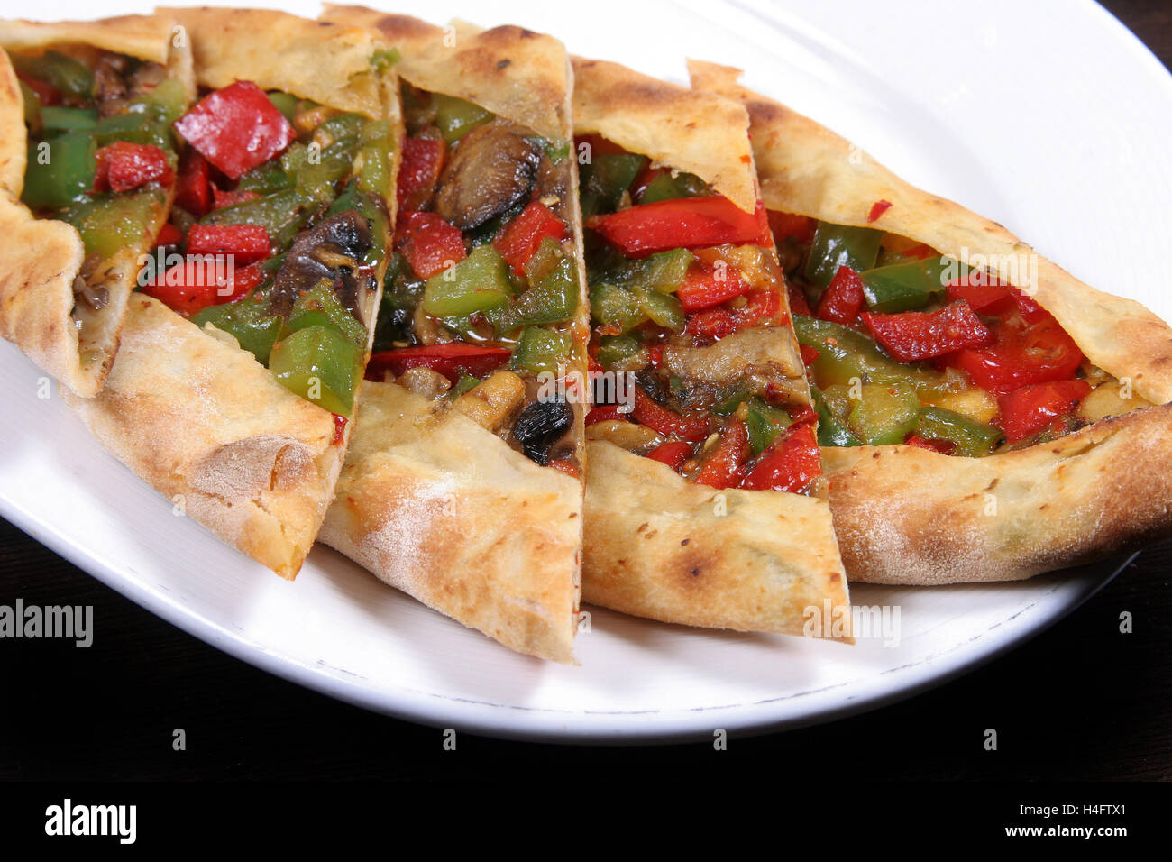 Turkish pizza (pide)  vegetarian vegetable Stock Photo