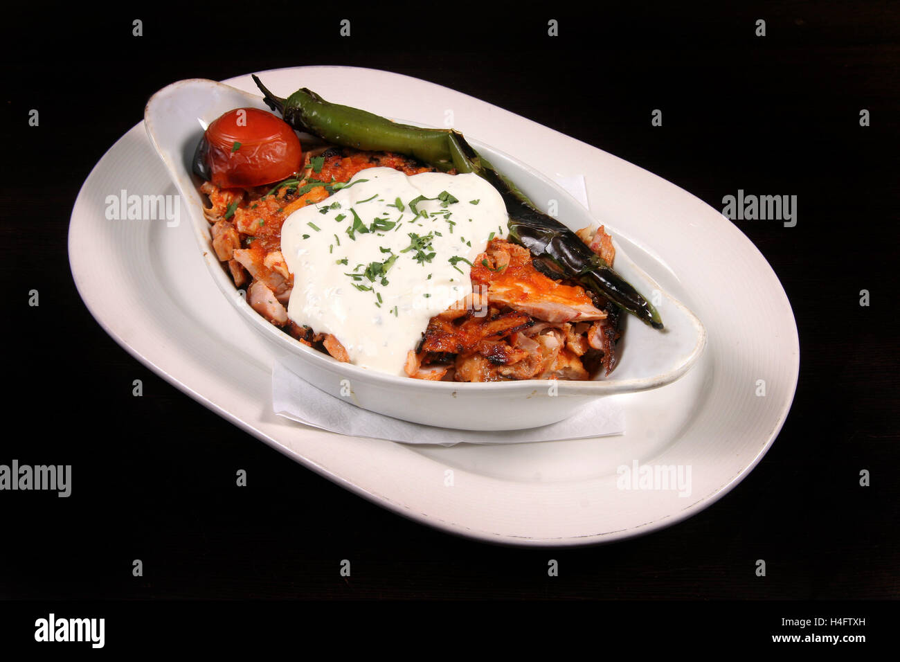 Chicken Iskender Kebab Stock Photo