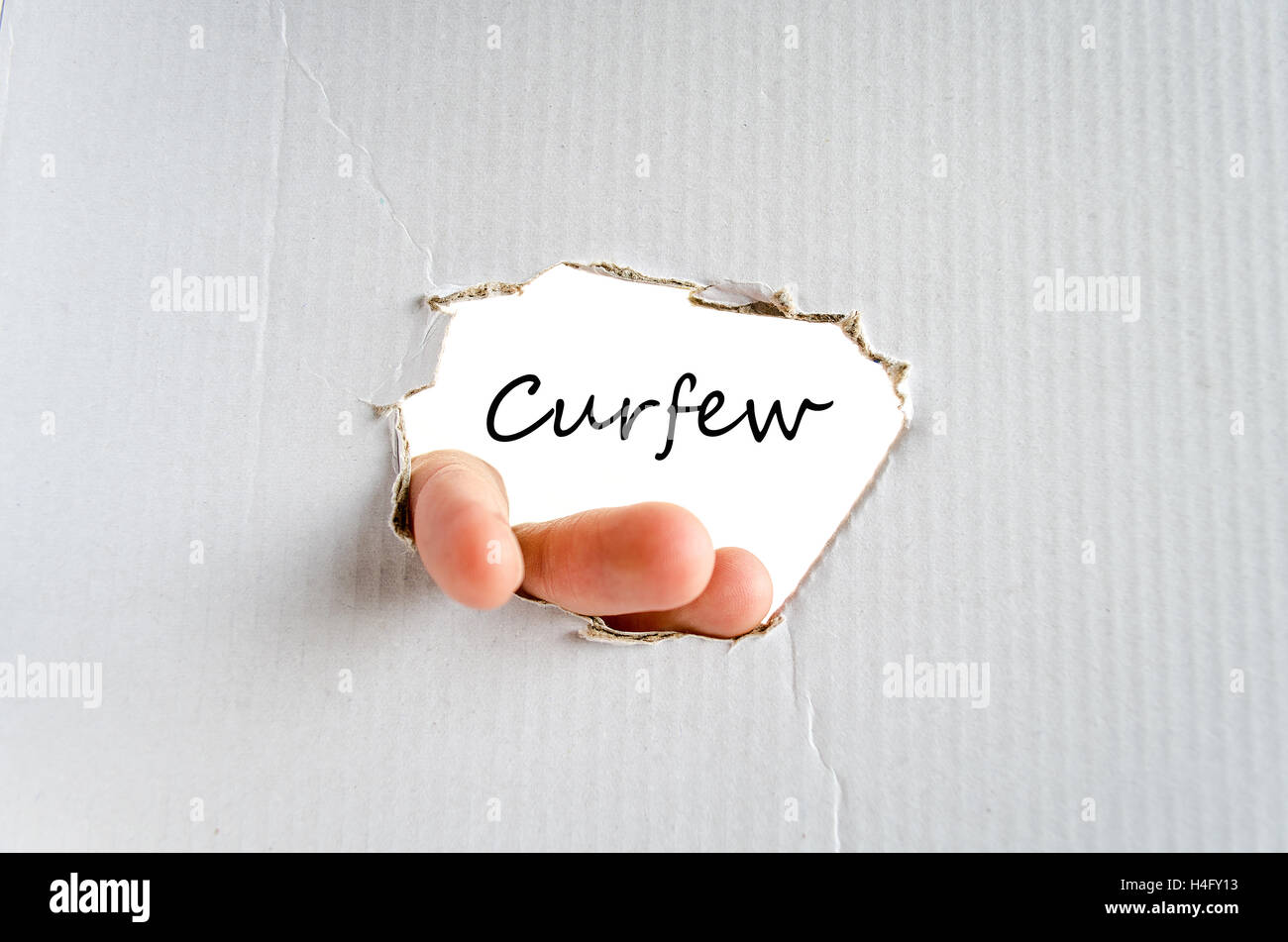 Curfew text concept isolated over white background Stock Photo