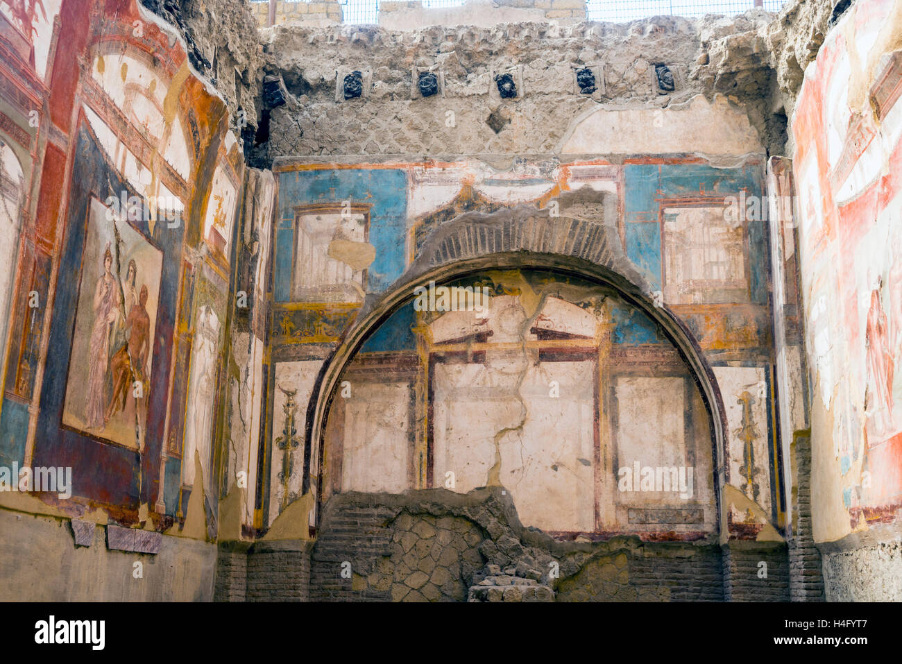 Fresco in Herculaneum, near Naples, Italy Stock Photo