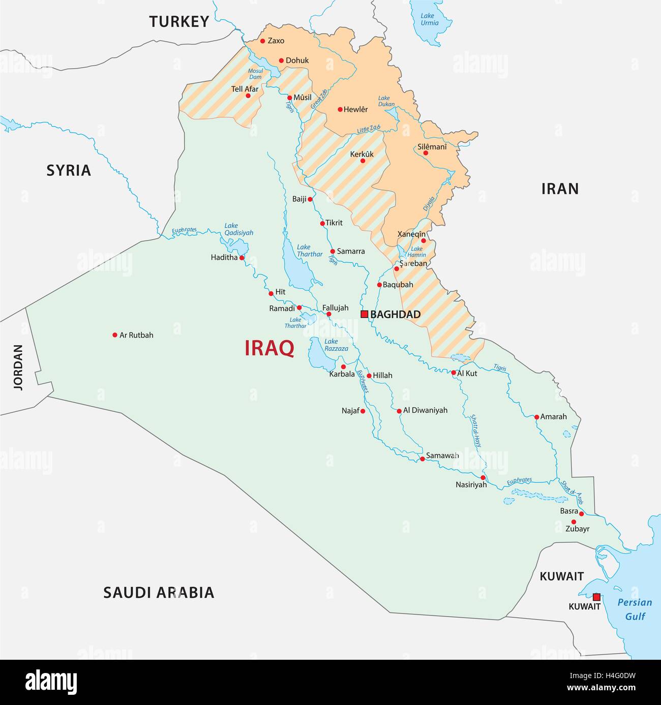 Iraqi kurdistan map Stock Vector