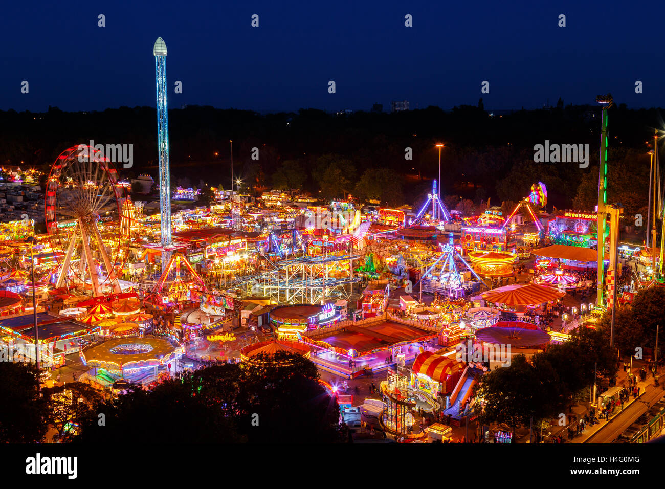 Goose Fair carnival on the Forest Recreation Ground, from a high ...