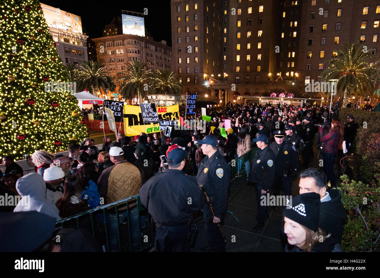 San Francisco Police Department's tactical response unit monitors the