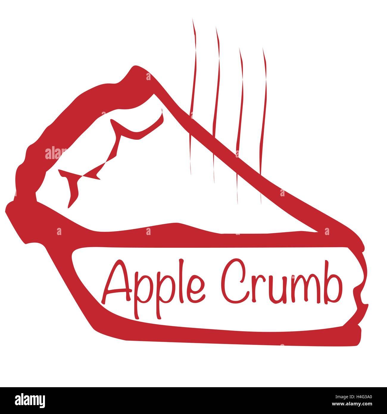 Cartoon depiction of a hot Apple Crumb pie over a white background