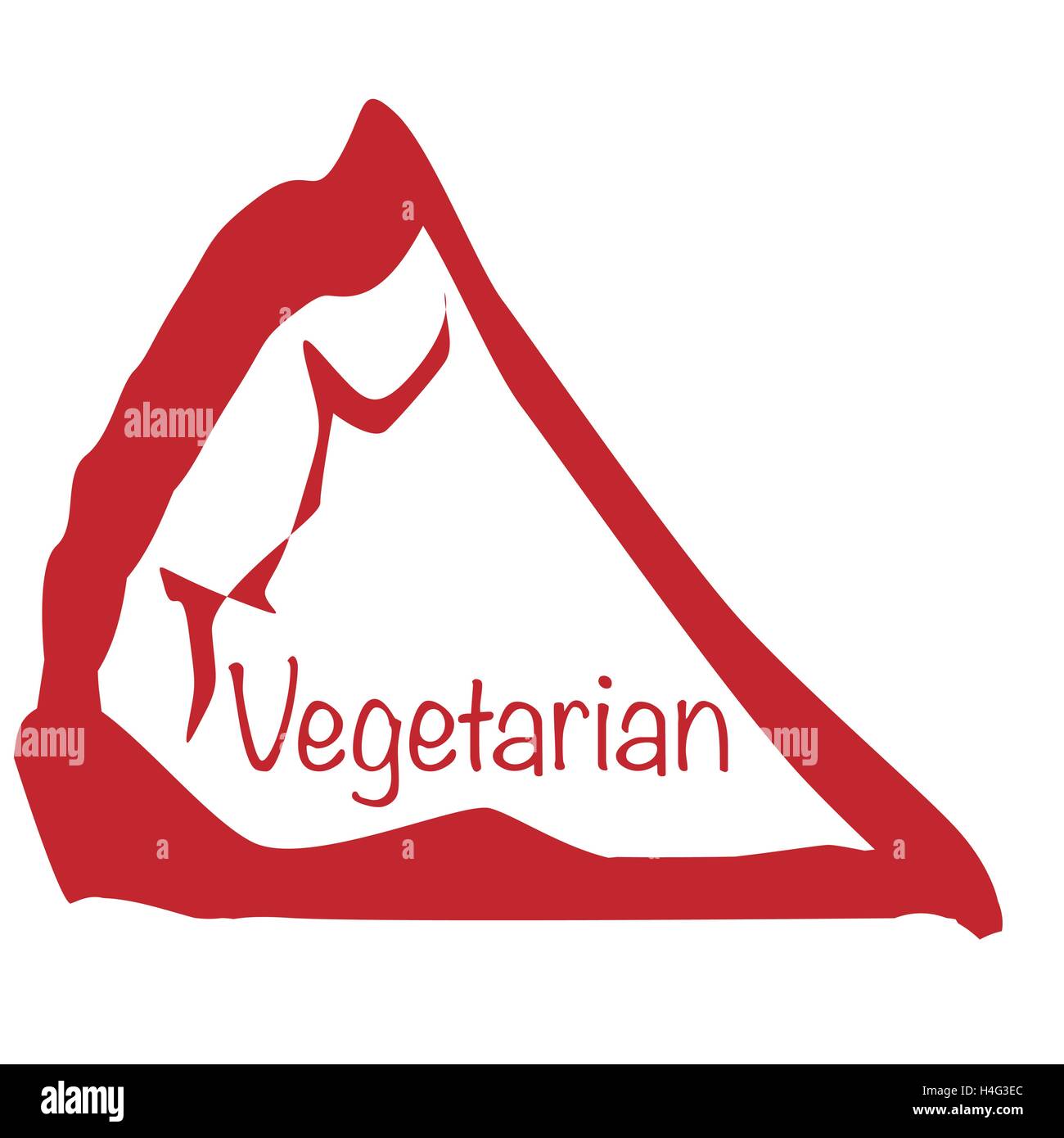 Cartoon depiction of a Vegetarian pizza slice over a white background ...