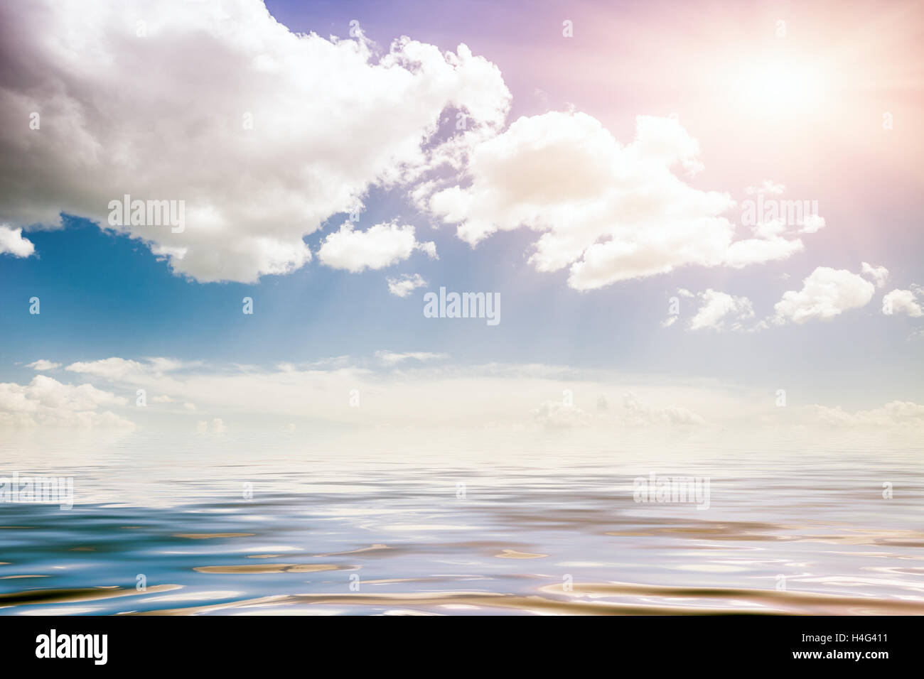 sea and cloudy blue sky Stock Photo - Alamy