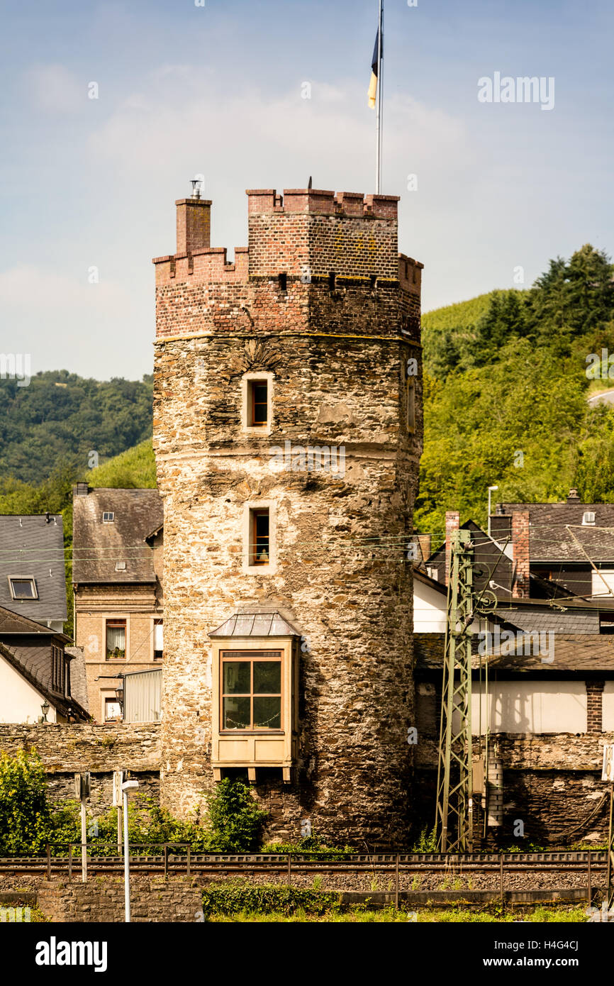 Medieval tower in Sankt Goar-Oberwesel, Rhineland-Palintate, Germany ...