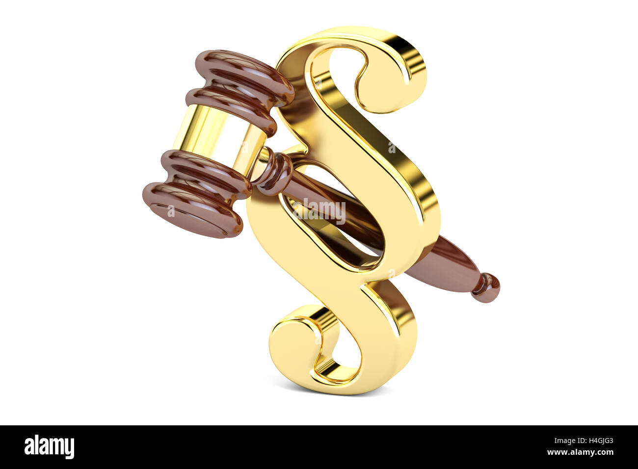 Paragraph law symbol and judge gavel, 3D rendering Stock Photo