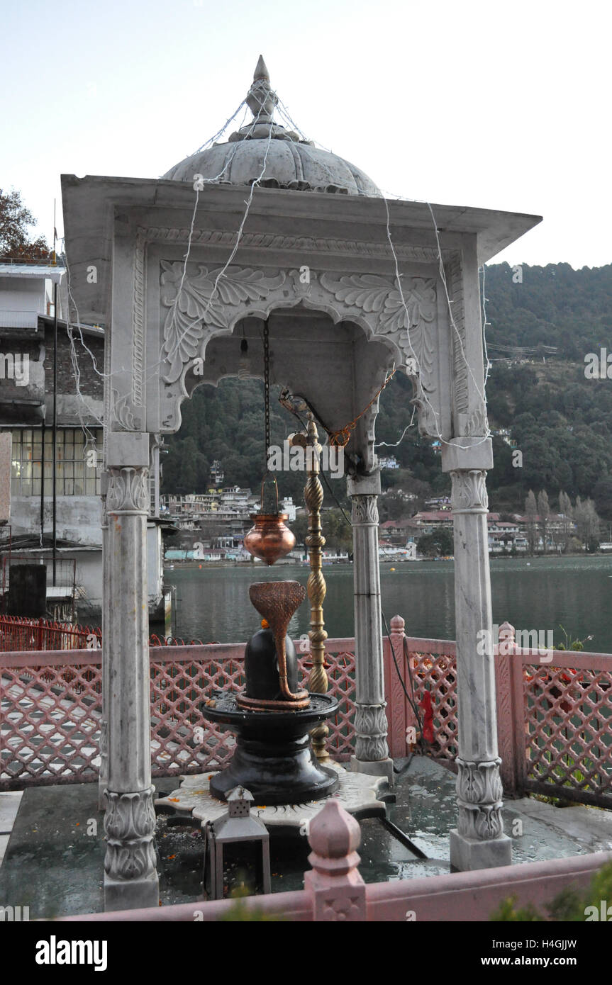Nainital, Uttarakhand, India- November 11, 2015: Shivling at Naina Devi Temple early in the morning Nainital, Uttarakhand, India Stock Photo
