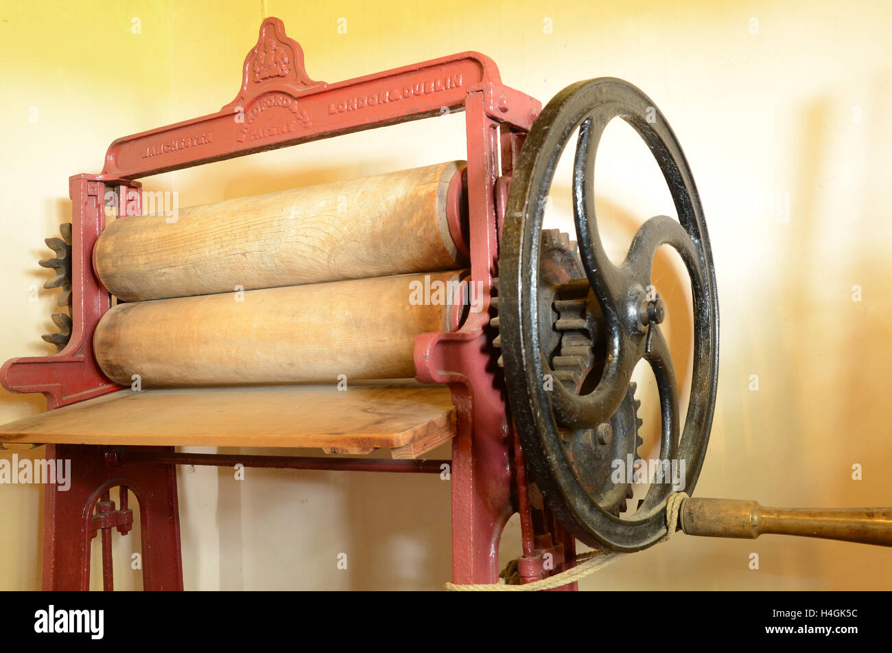 Laundry mangle, Denny Abbey Farmland Museum, Cambridgeshire Stock Photo