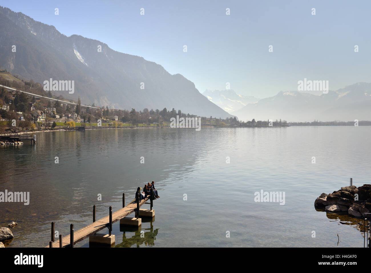 Switzerland Landscape : Geneva Lake of Montreux Stock Photo