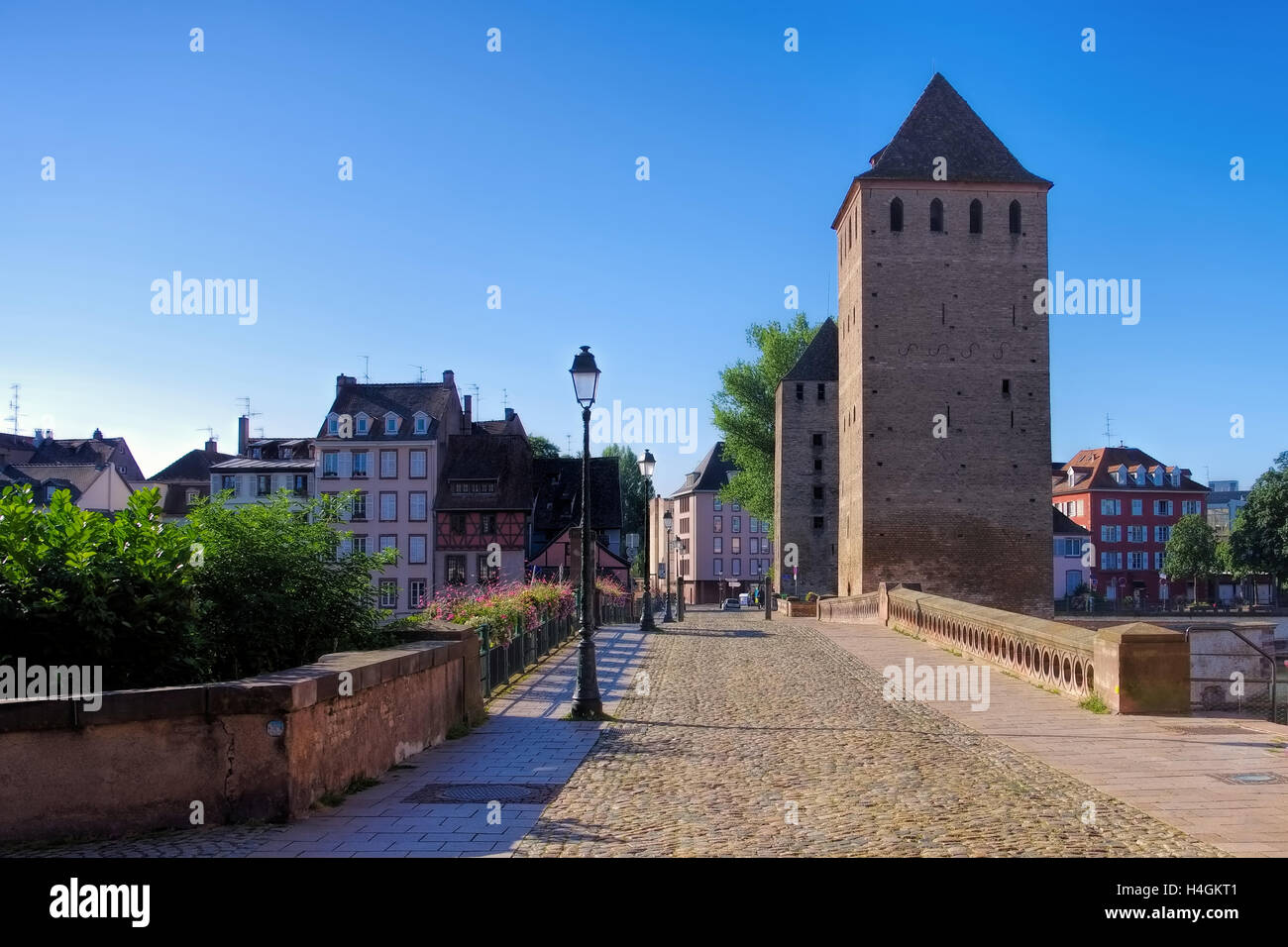 Gedeckte Bruecken in Strassburg im Elsass - Ponts Couverts in Strasbourg, Alsace, France Stock Photo