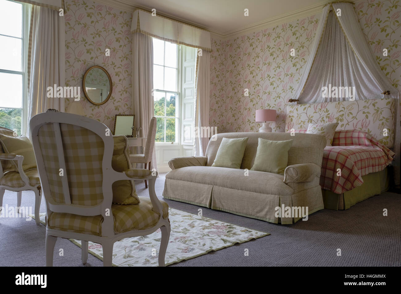 Interior Of A Master Bedroom In An English Country Manor