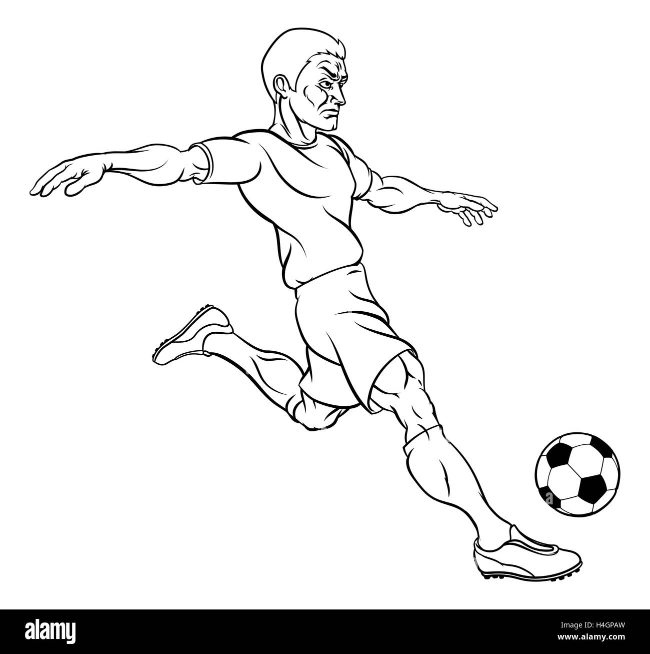 A soccer world football player cartoon character kicking the ball Stock  Photo - Alamy