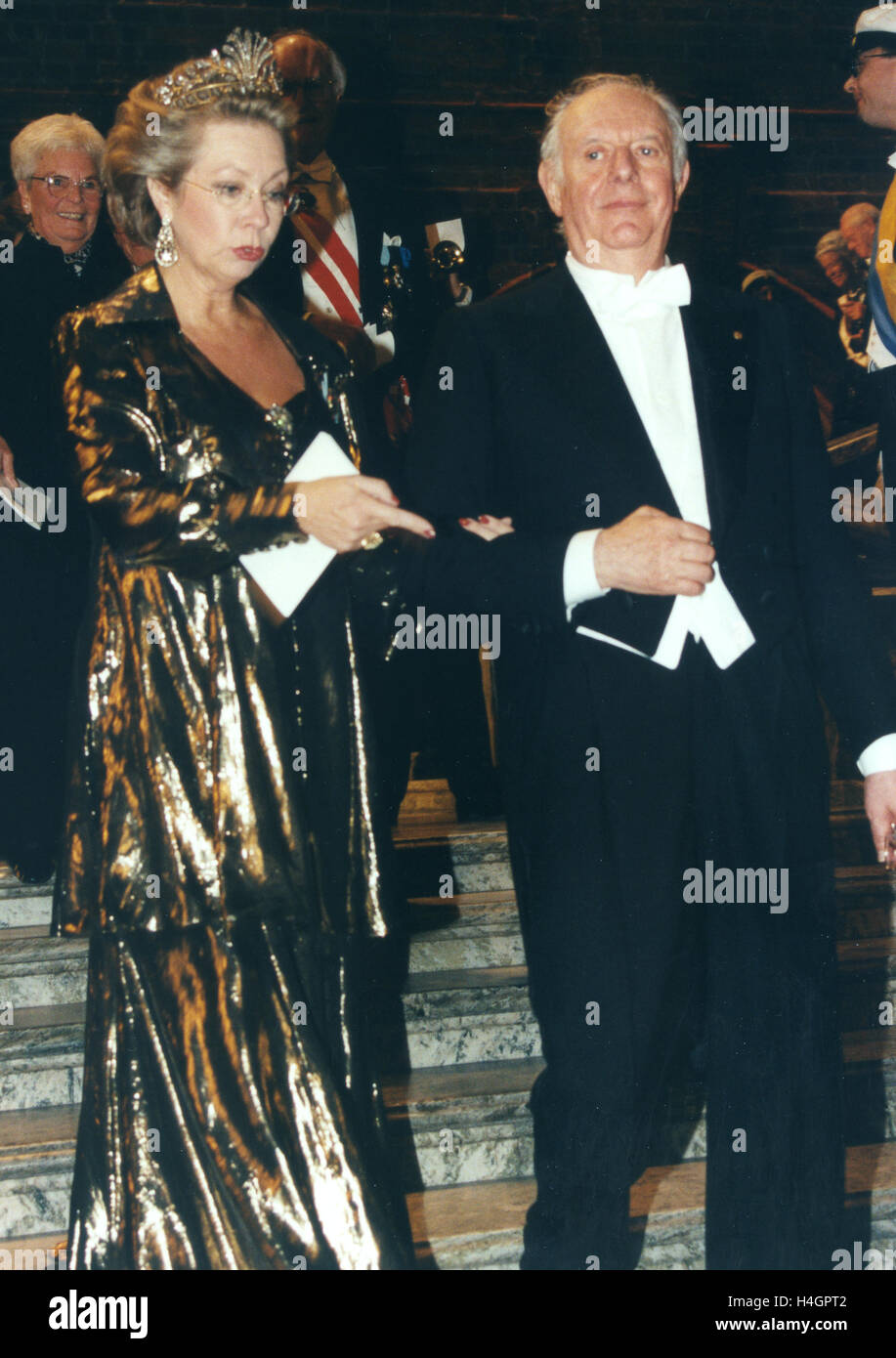 PRINCESS CHRISTINA and the Italian Nobel literature prize winner Dario Fo at the Nobel banquet Stock Photo