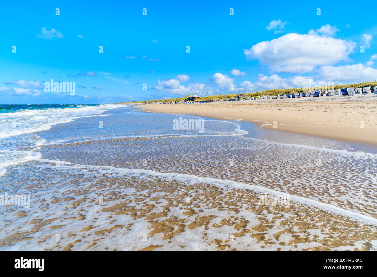 Sea wave on Kampen beach, Sylt island, Germany Stock Photo