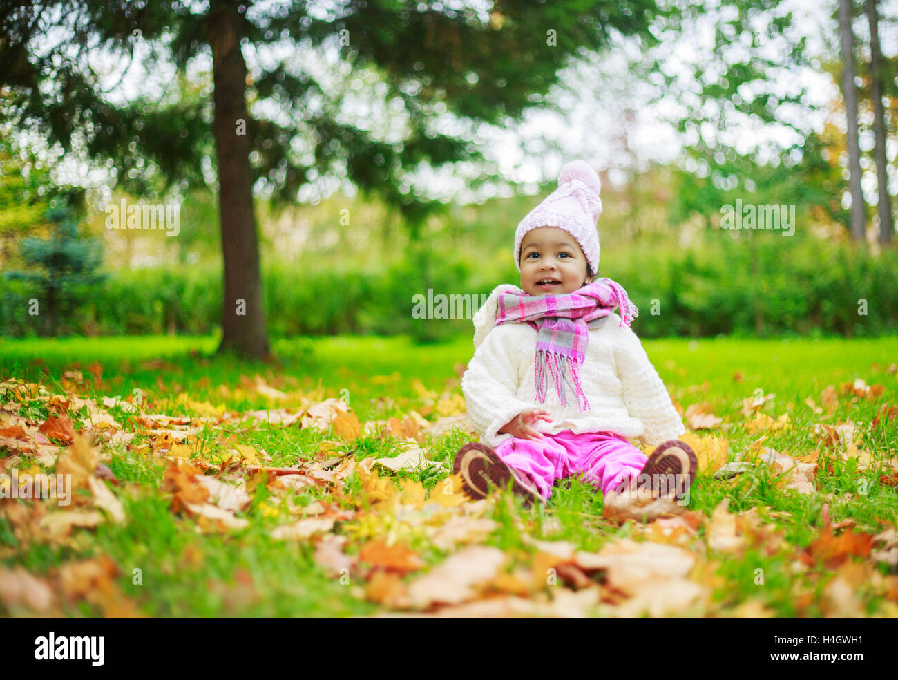happy child in the autumn park Stock Photo - Alamy