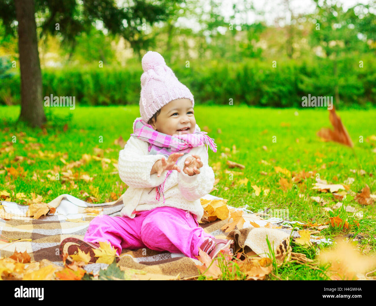 happy child in the autumn park Stock Photo - Alamy