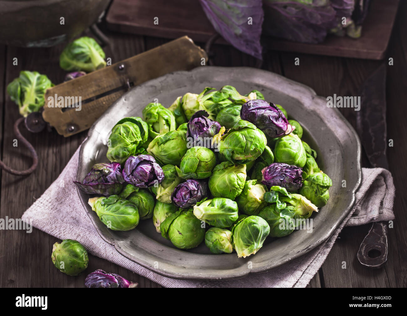 Uncooked Brussels sprouts Stock Photo