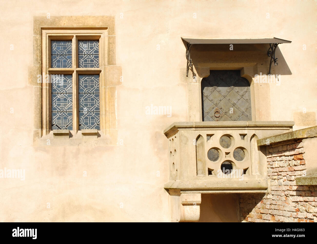 Medieval doorway and window scene. Stock Photo