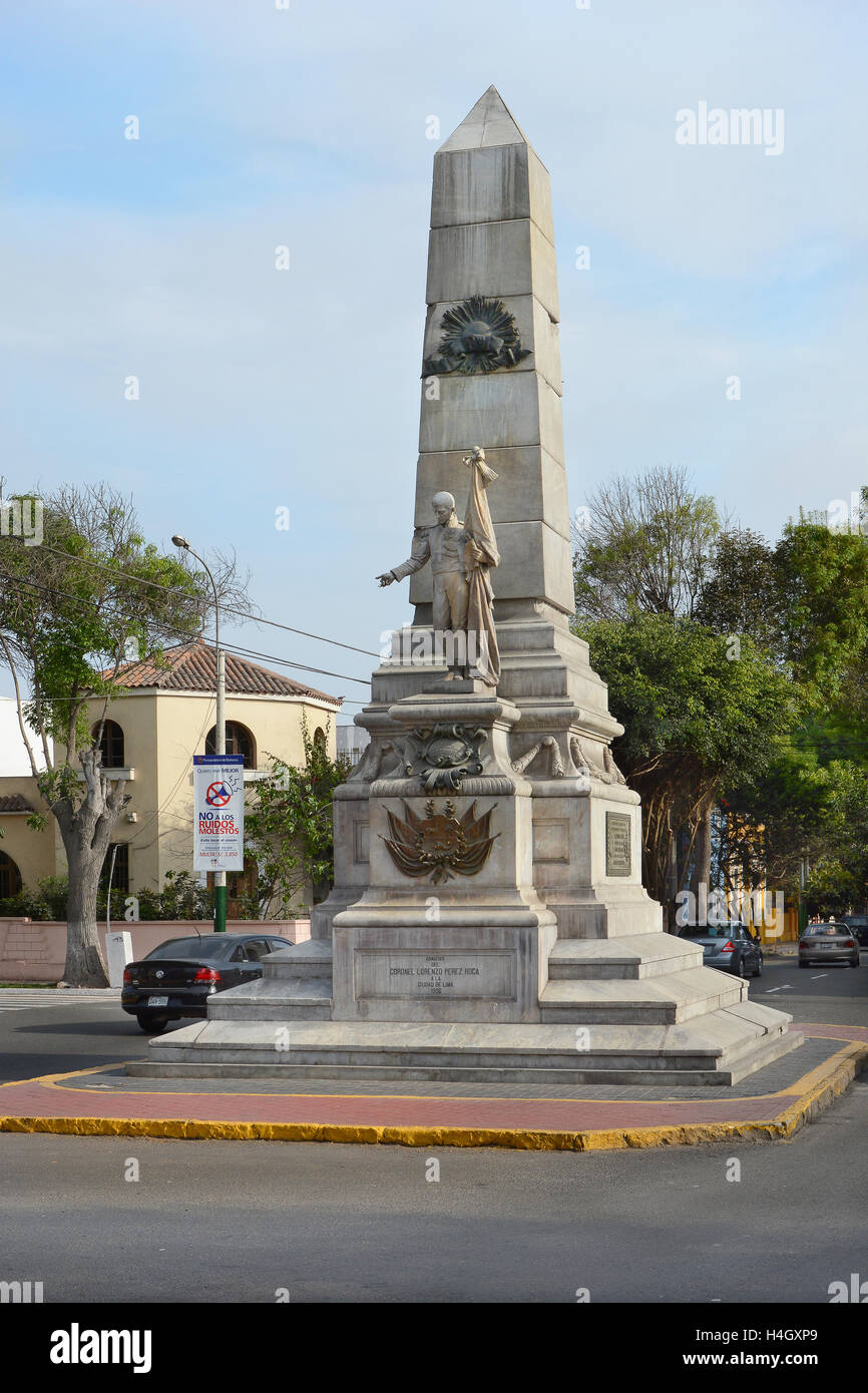 BARRANCO, PERU - OCTOBER 18, 2015: Monument to Jose De San Martin in Barranco, Lima, Peru. Stock Photo