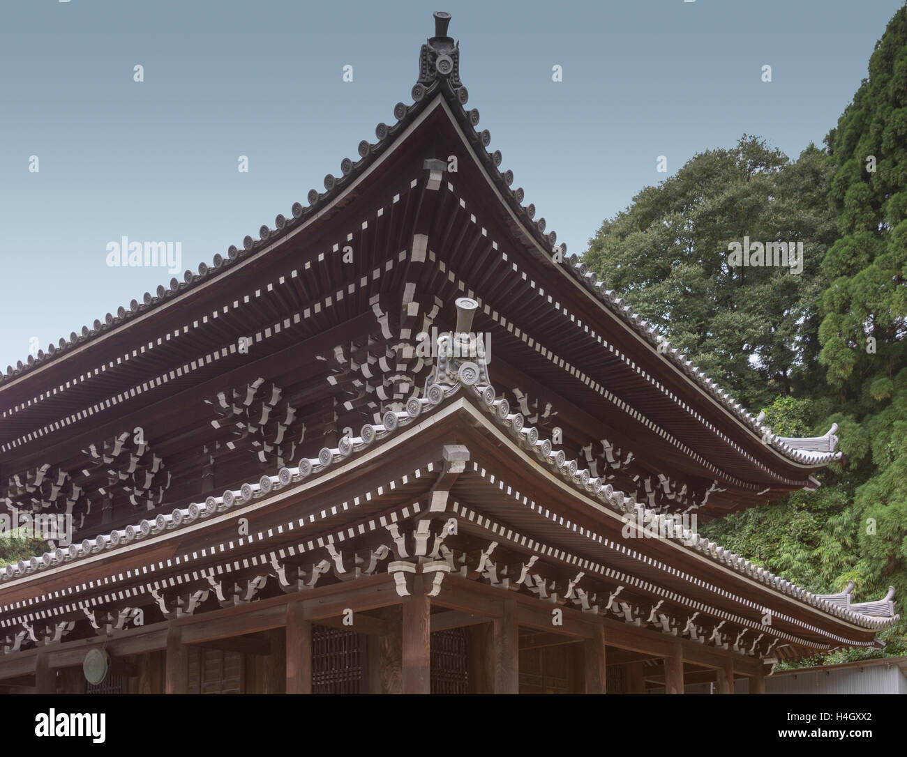 Roof structure of shrine at Chion-in Buddhist temple. Stock Photo