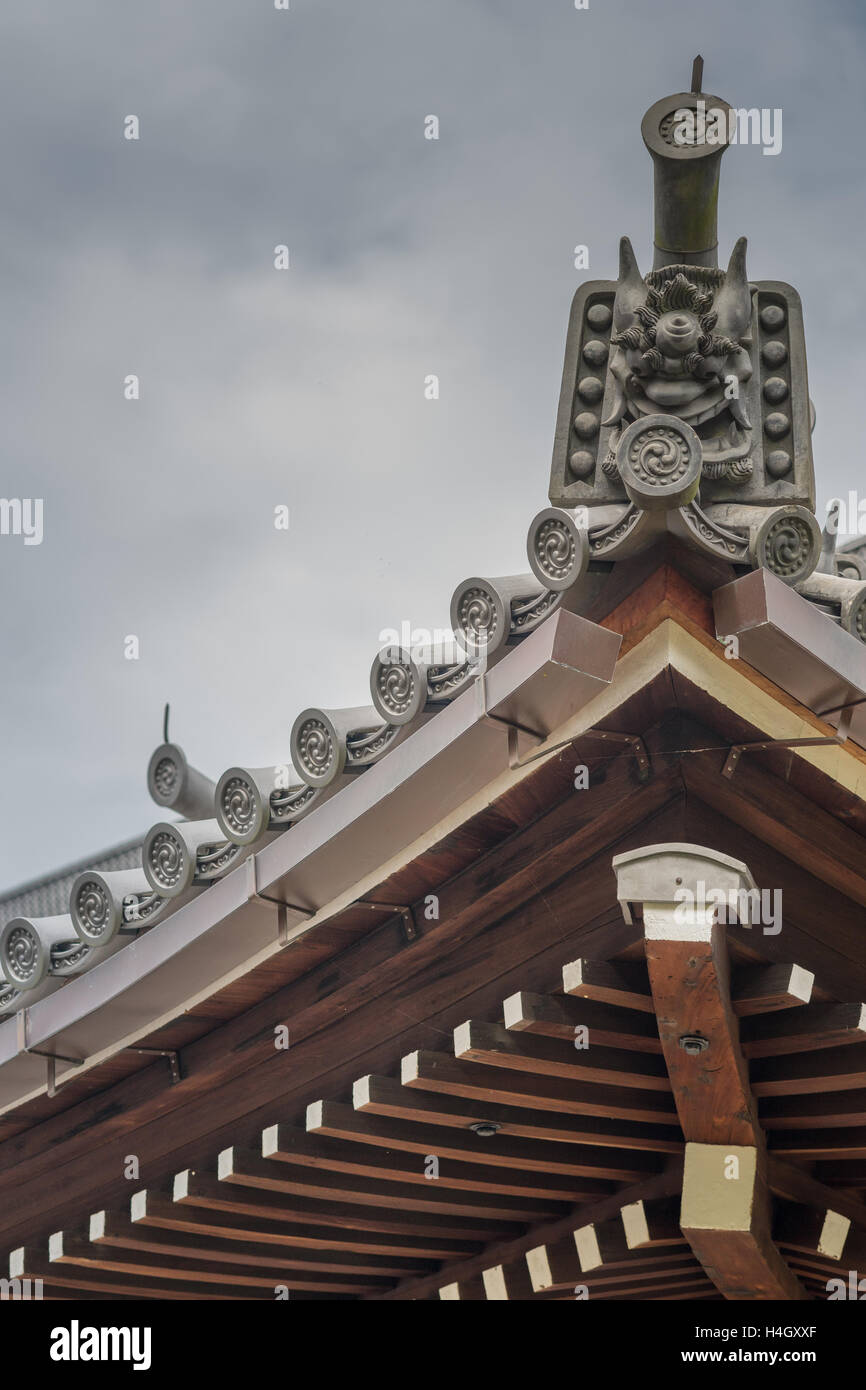 Crest of roof structure at Chion-in Buddhist Temple. Stock Photo