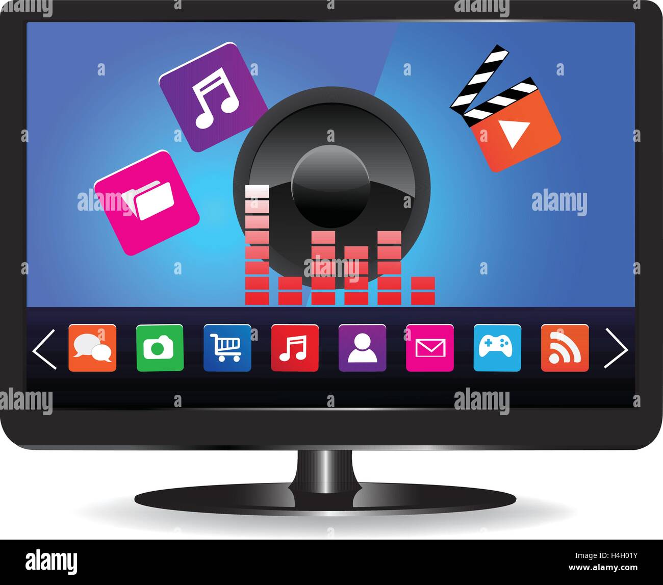 Internet television concept Colorful application icons Stock Vector