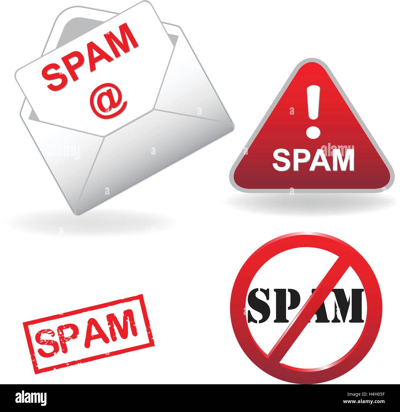 Spam warning sign on white background Stock Vector