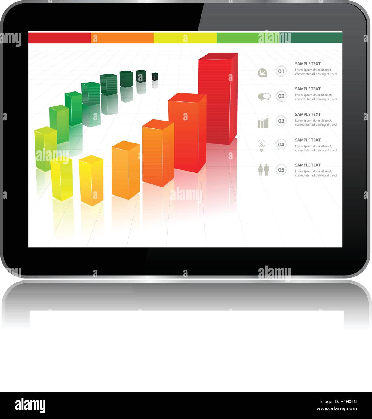 Tablet with statistics chart Stock Vector