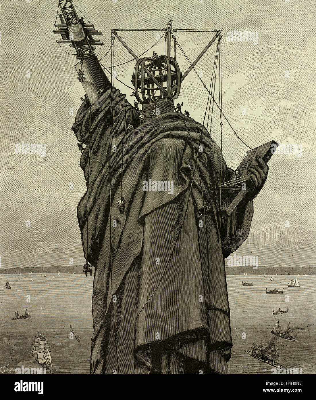 The Statue of Liberty in New York, the end of the construction, USA, United States, America, 1886 Stock Photo