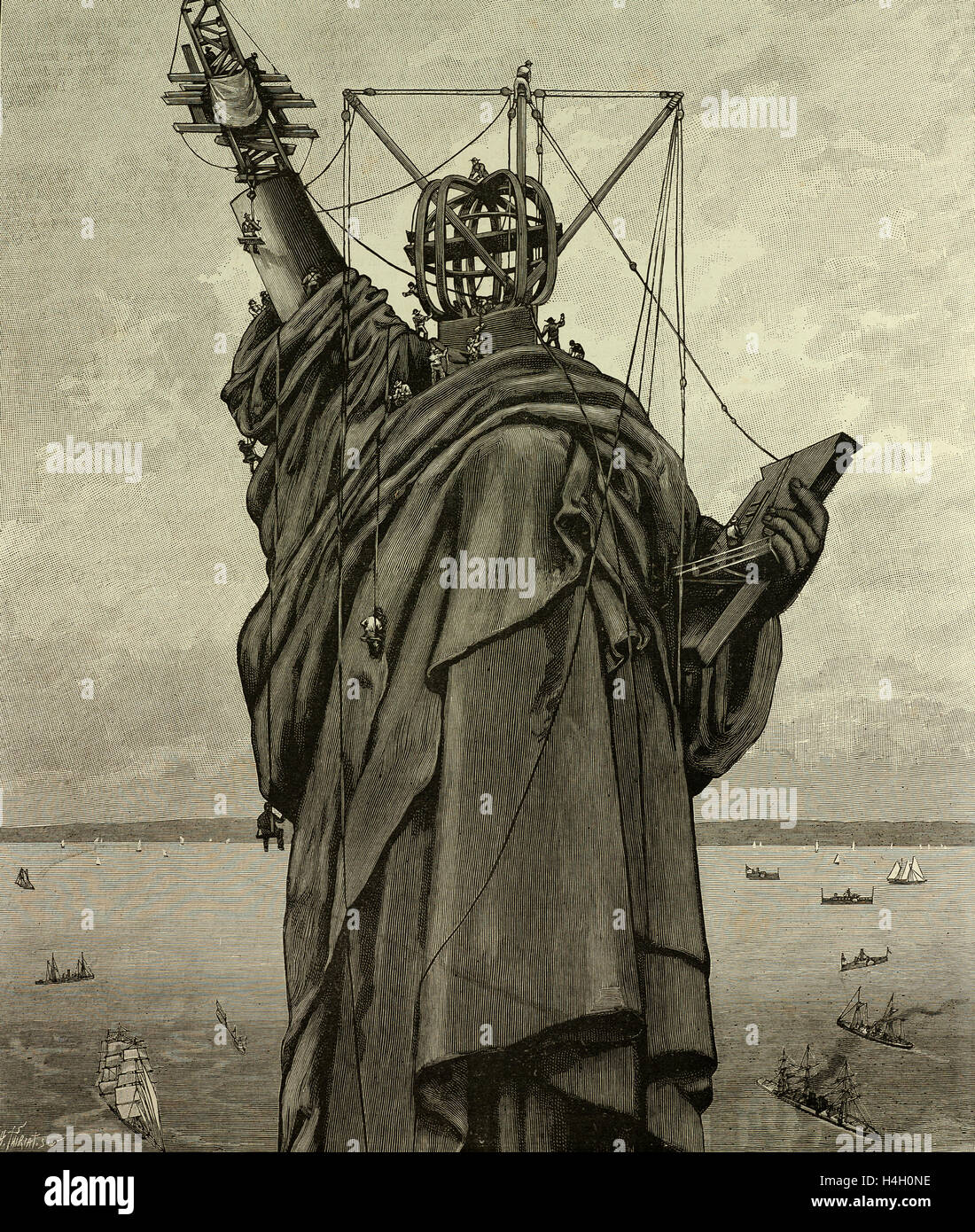 The Statue of Liberty in New York, the end of the construction, USA, United States, America