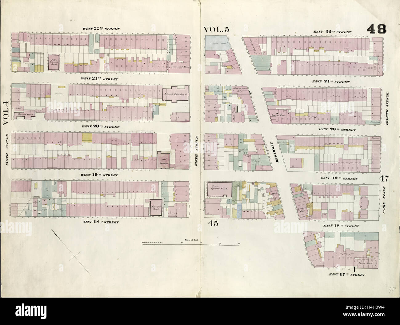Plate 48: Map bounded by West 22nd Street, East 22nd Street, Fourth Avenue, Union Square North, Broadway, East 18th Street Stock Photo