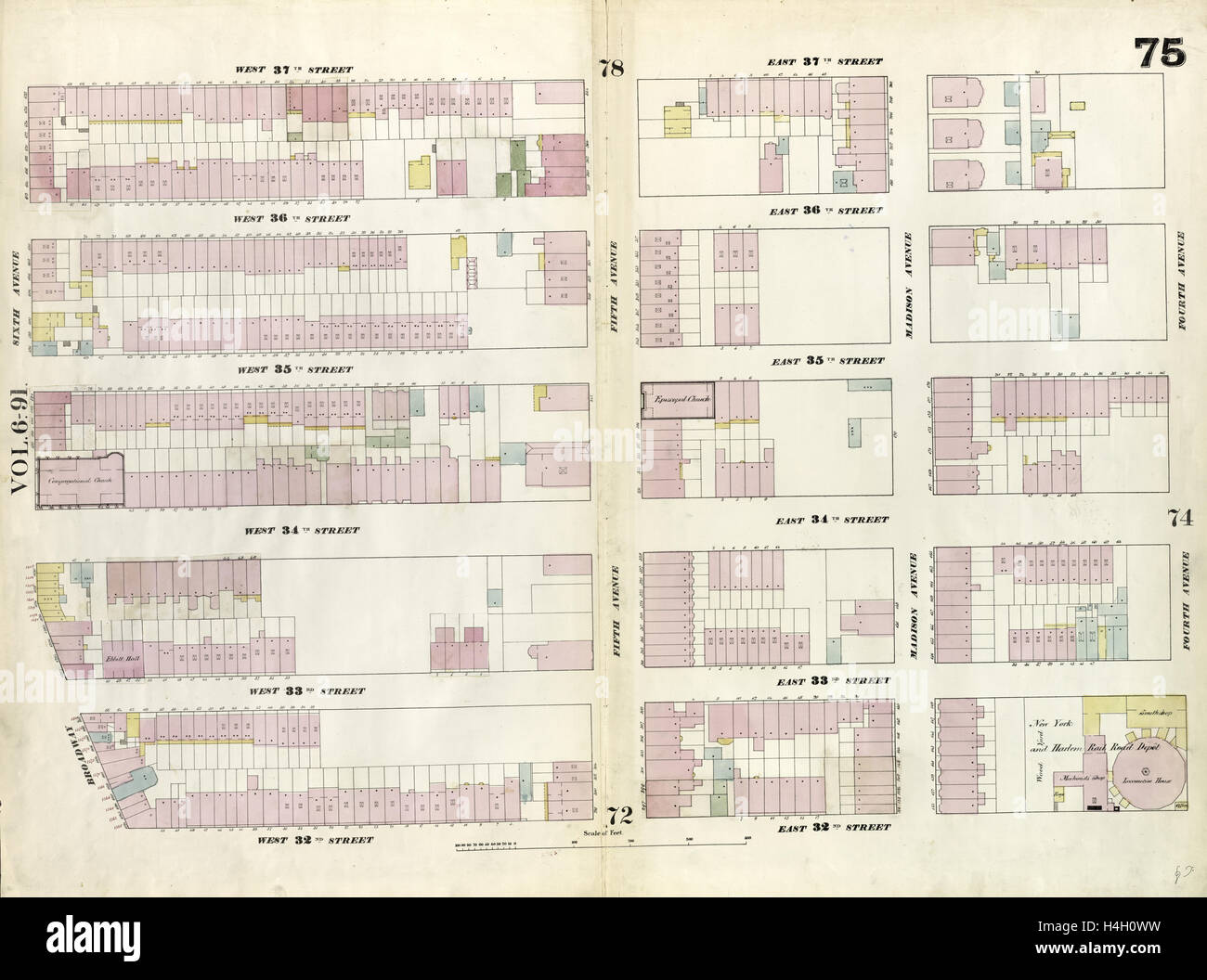 Plate 75: Map bounded by West 37th Street, East 37th Street, Fourth ...