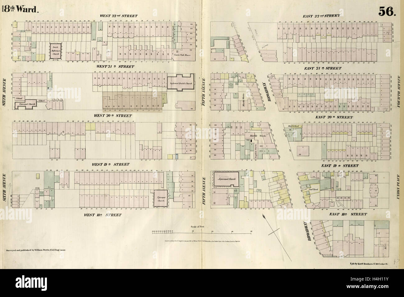 Plate 56: Map bounded by West 22nd Street, East 22nd Street, Fourth Avenue, Union Place, East 17th Street, Broadway Stock Photo
