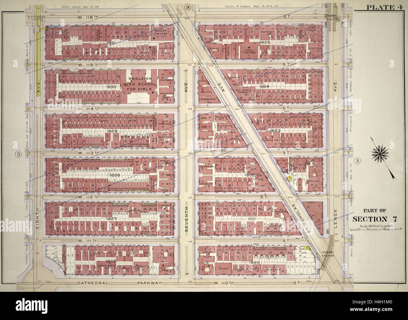 Plate 4: Part of Section 7, New York, USA Stock Photo