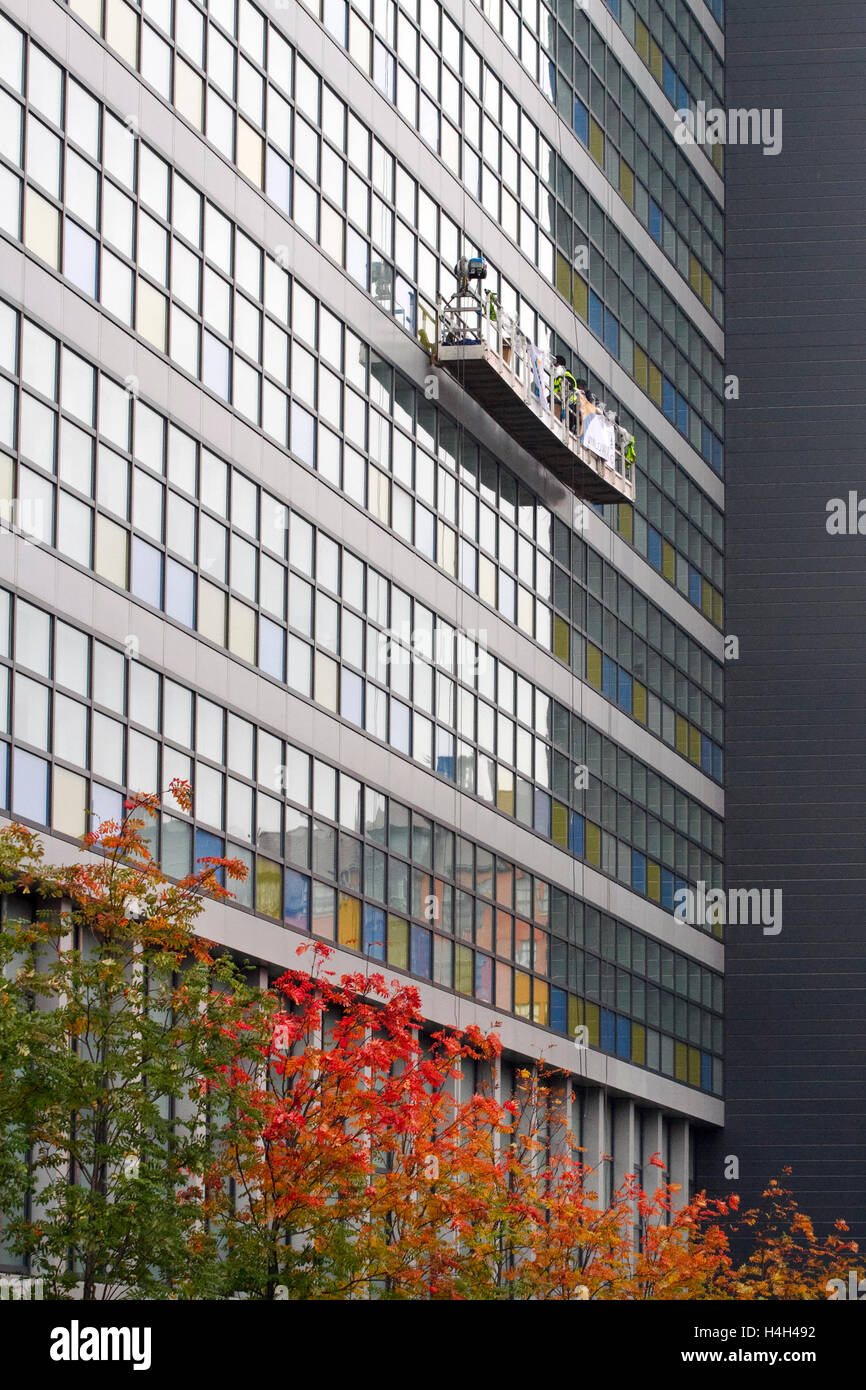 Cleaning windows at city tower manchester hires stock photography and