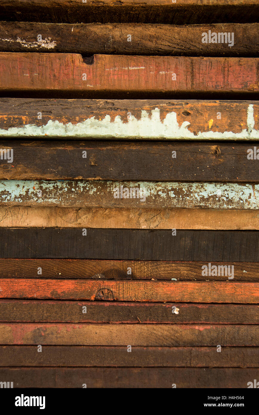 Stack of timber woods texture.Timbers stacked over and over Stock Photo