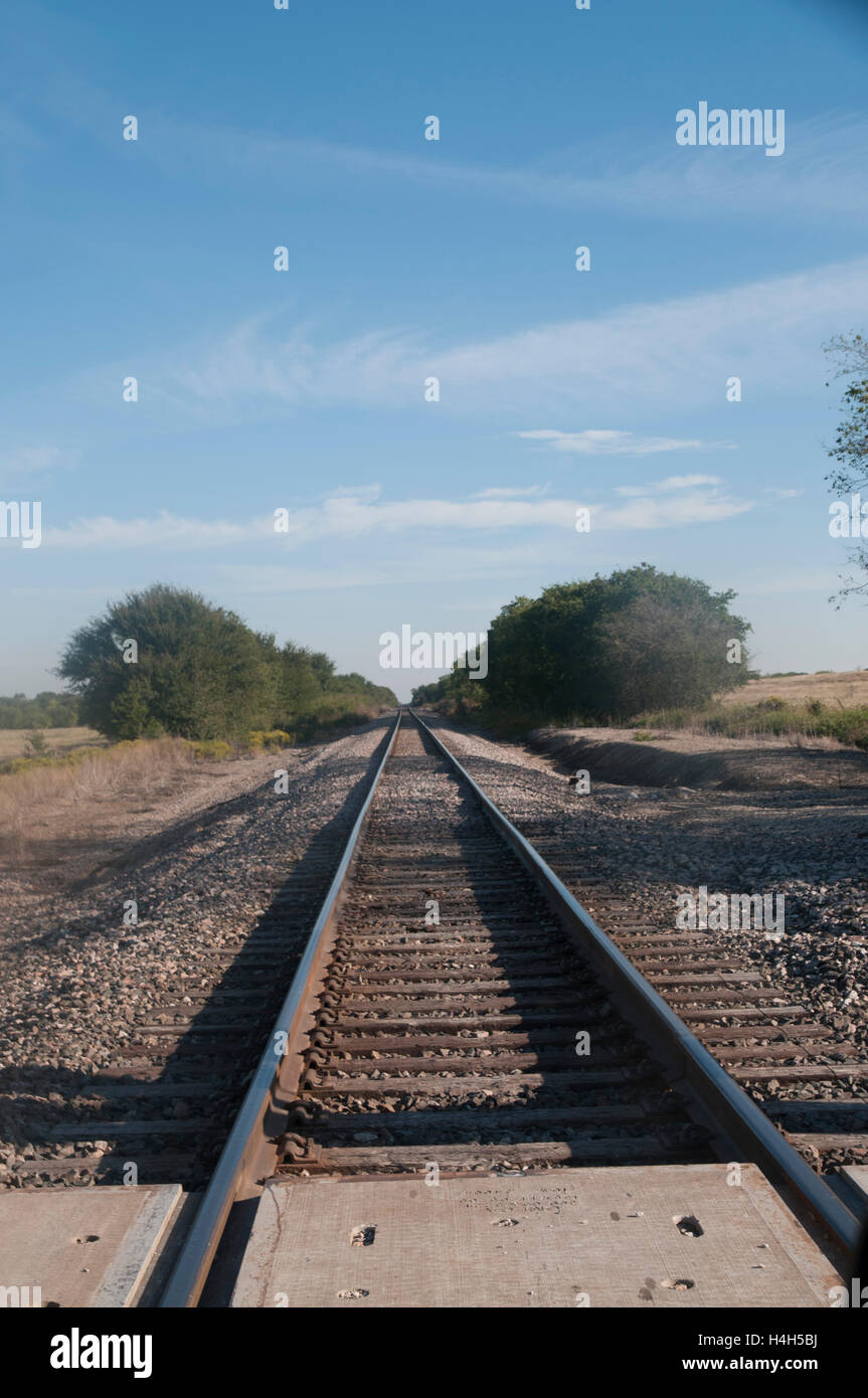 Railroad tracks in Celina, Texas. Stock Photo