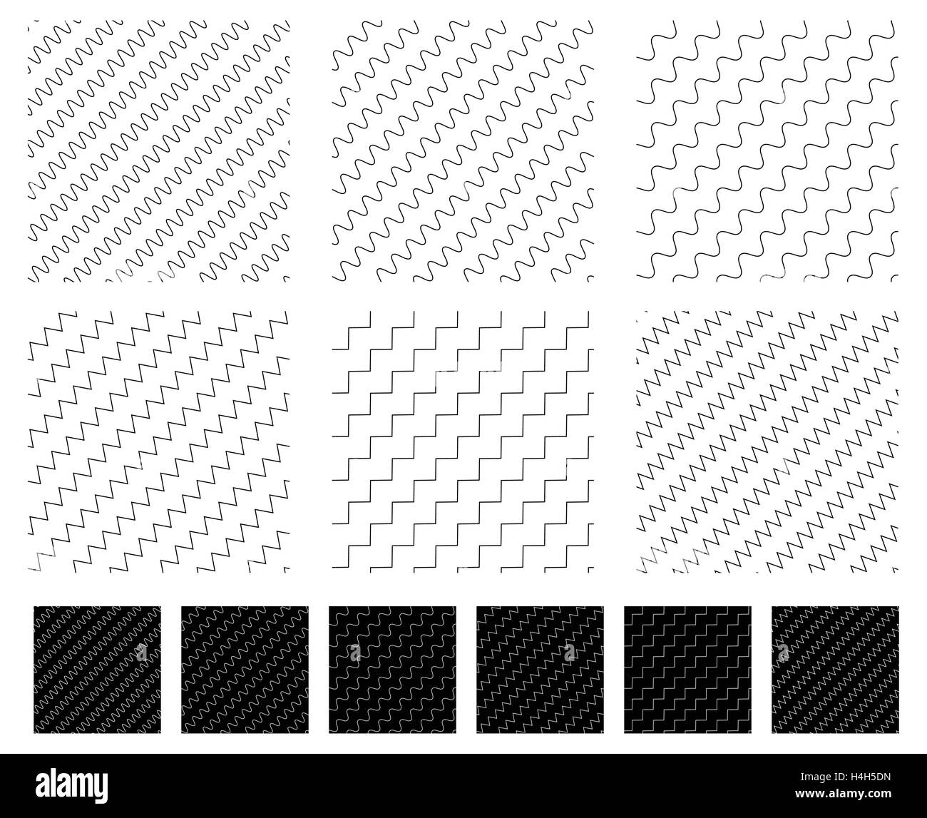 Wavy, zigzag parallel lines repeatable pattern Stock Vector Image & Art