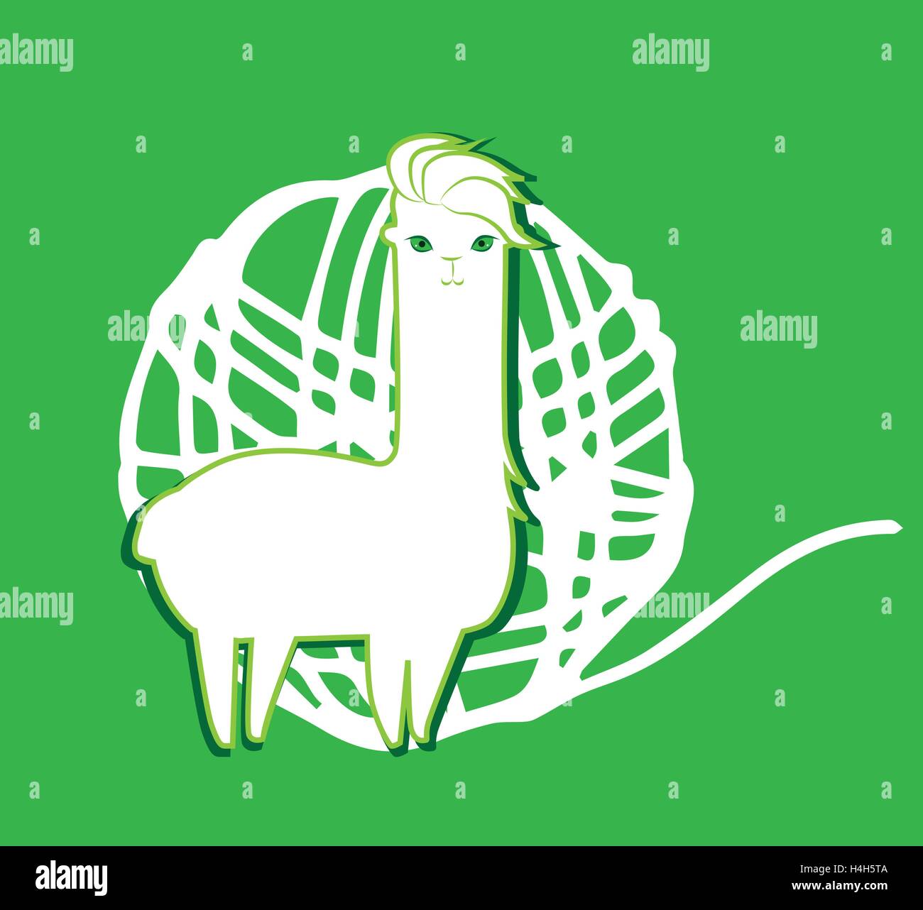 Lama and Lama Yarn Concept Design. EPS 8 supported. Stock Vector
