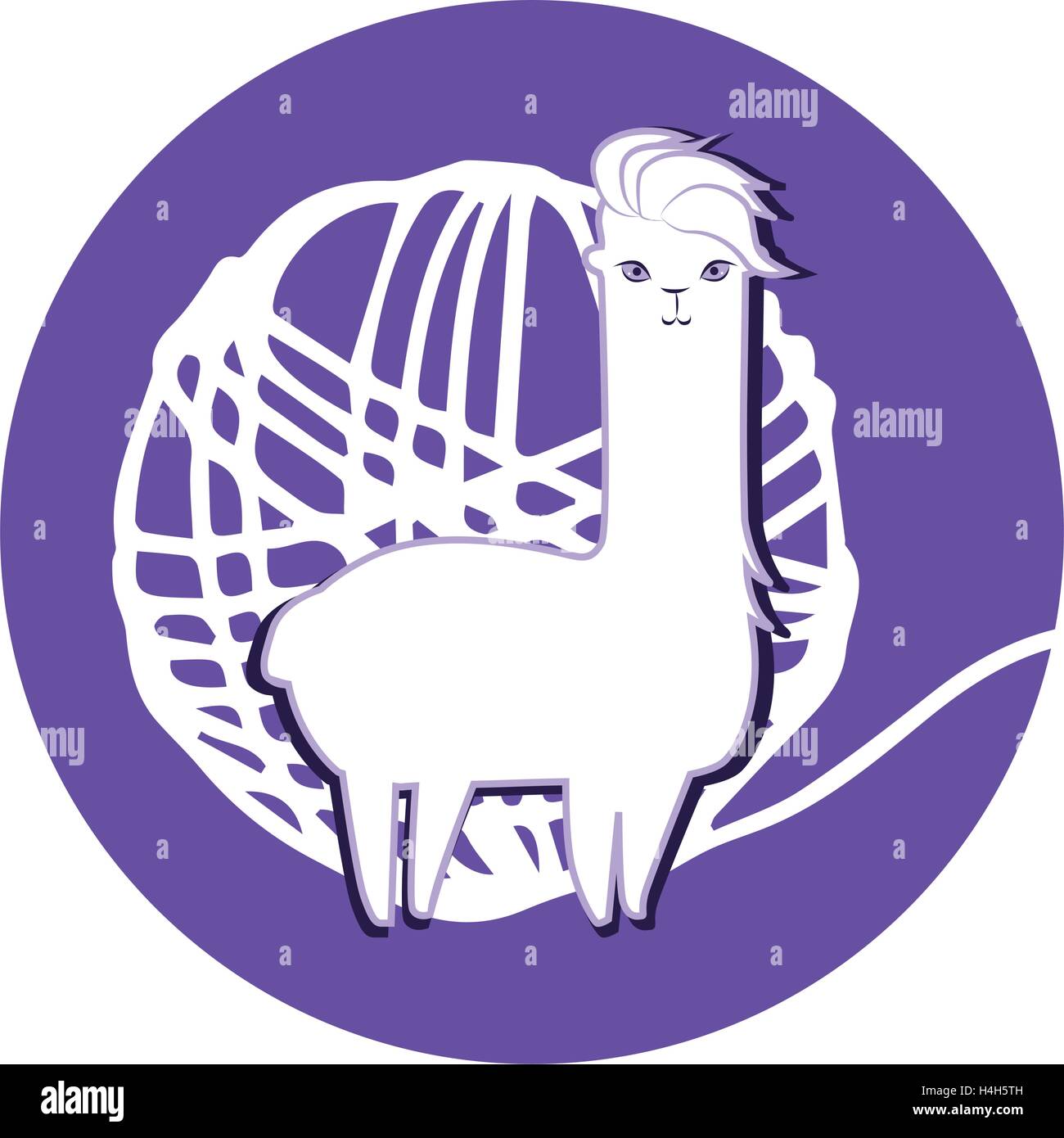 Lama and Lama Yarn Concept Design. EPS 8 supported. Stock Vector