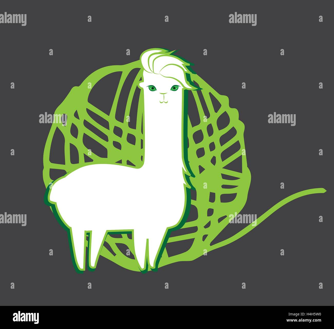 Lama and Lama Yarn Concept Design. EPS 8 supported. Stock Vector