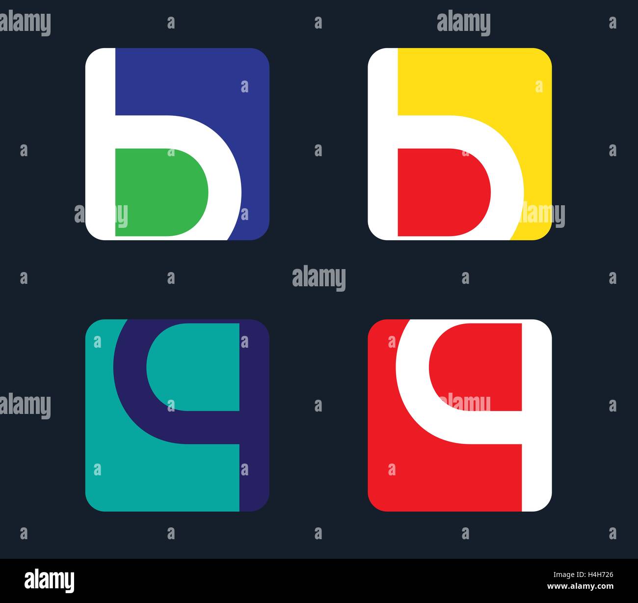 B and Q Icon Set Design. AI 8 supported Stock Vector Image & Art - Alamy