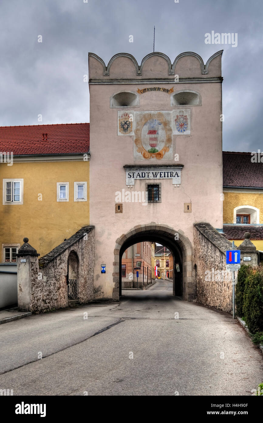 Weitra city gate, Waldviertel region, Lower Austria, Austria, Europe Stock Photo